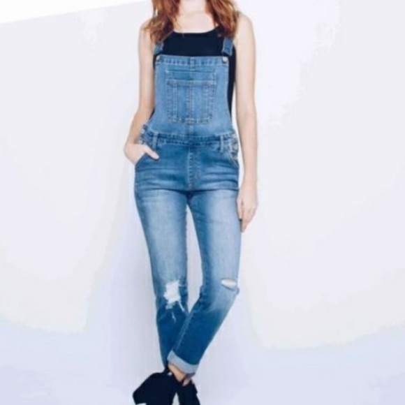 Kancan Cleo-Allie Kancan Distressed Denim Overalls bibs Style KC5088M Size XL - Picture 1 of 10